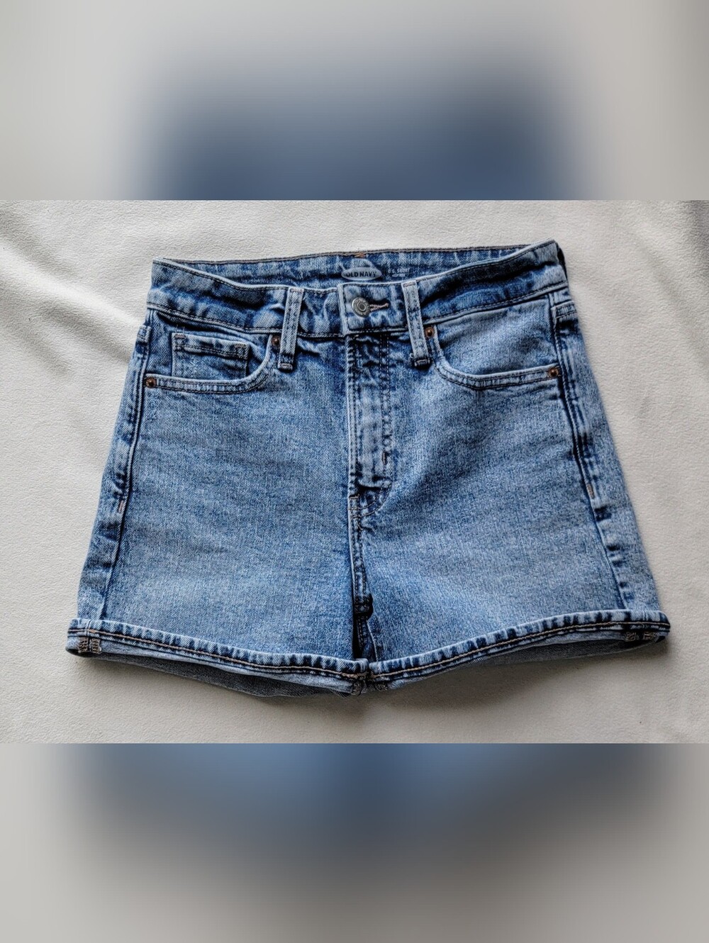 High-Rise Light Blue Denim Shorts - Old Navy